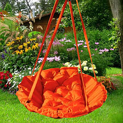 Підвісне крісло гамак для будинку й саду 96 х 120 см до 200 кг оранжевого кольору