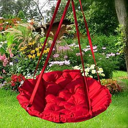 Підвісне крісло гамак для будинку й саду 96 х 120 см до 200 кг червоного кольору