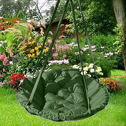 Підвісне крісло гамак для будинку й саду 96 х 120 см до 200 кг темно зеленого кольору