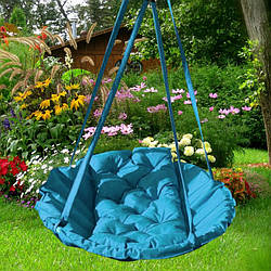 Підвісне крісло гамак для будинку й саду 96 х 120 см до 200 кг бірюзового кольору
