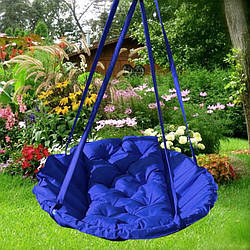 Підвісне крісло гамак для будинку й саду 96 х 120 см до 200 кг синього кольору