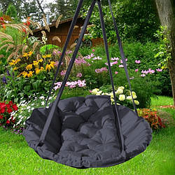 Підвісне крісло гамак для будинку й саду 96 х 120 см до 200 кг темно сірого кольору