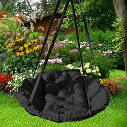 Підвісне крісло гамак для будинку й саду 96 х 120 см до 200 кг чорного кольору