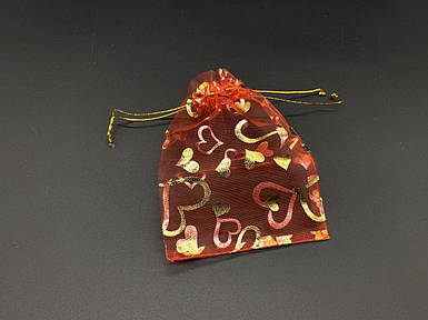 Подарункові мішечки з органзи прозорі Колір червоний. 10х14см