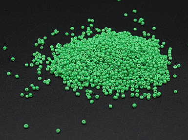 Бісер для створення прикрас №12/0. 2.3мм. ААА Зелений Круглий Непрозорий 100г/уп. для рукоділля