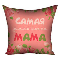 Габардинова подушка з принтом для декору Найкраща мама RU (3P_14M023)