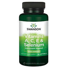 Вітаміни А, С, Е селеніум, Swanson Vitamins A, C, E&Selenium 60 softgels