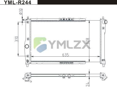 Радиатор основной Ланос с кондиционером, YMLZX, 96182261, 61654