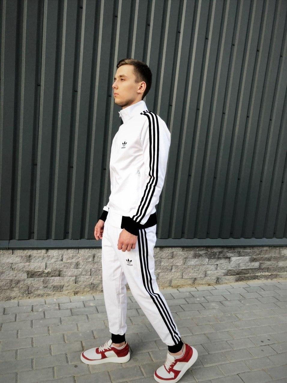 Купить Чоловічий спортивний костюм adidas олімпійка + штани чорний білий із лампасами, цена 1000 ₴ — Prom.ua (ID#1236056816)