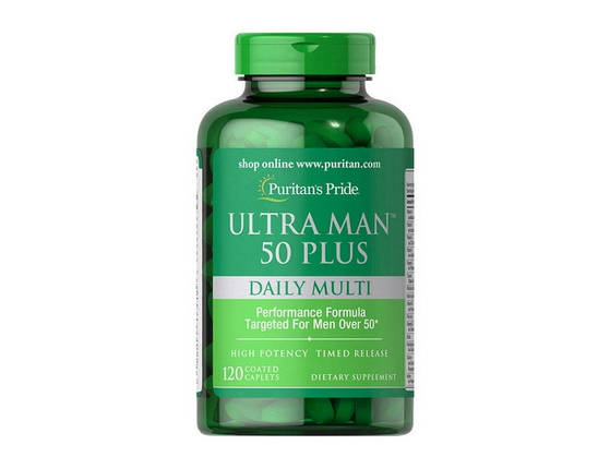 Вітаміни для чоловіків Puritan's Pride Ultra Man 50 Daily Plus Multi 120 таб, фото 2