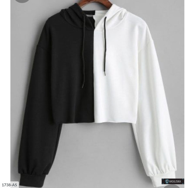 Женский двухцветный худи с капюшоном из трехнитки