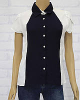 Блузка школьная с коротким рукавом для девочк, шифон, на пуговицах, ADK (размер 164)