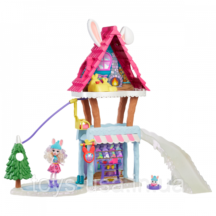 Набір Enchantimals Будинок зимового кролика Беви Лижне шале Hoppin' Ski Chalet Bevy Bunny & Jump winter, фото 1