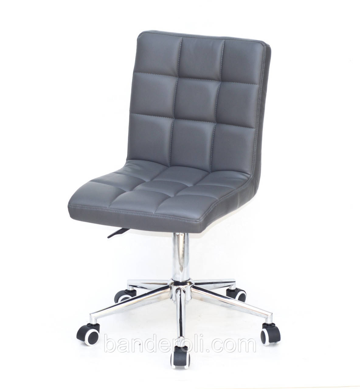 Крісло Augusto екокожа СІРИЙ 1001 Modern Office, хромованою хрестовиною з колесами, фото 1