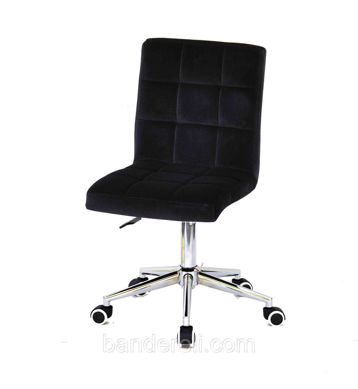 Крісло Augusto велюр ЧОРНИЙ В-101 Modern Office, хромованою хрестовиною з колесами, з регулюванням висоти, фото 1