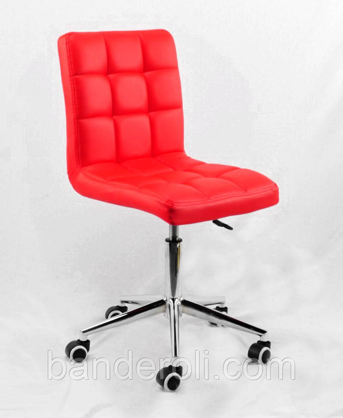 Крісло Augusto екокожа ЧЕРВОНИЙ 1007 Modern Office, хромованою хрестовиною з колесами, фото 1