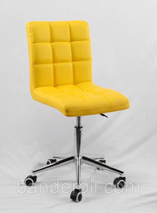 Крісло Augusto екокожа ЖОВТИЙ 1006 Modern Office, хромованою хрестовиною з колесами, фото 1