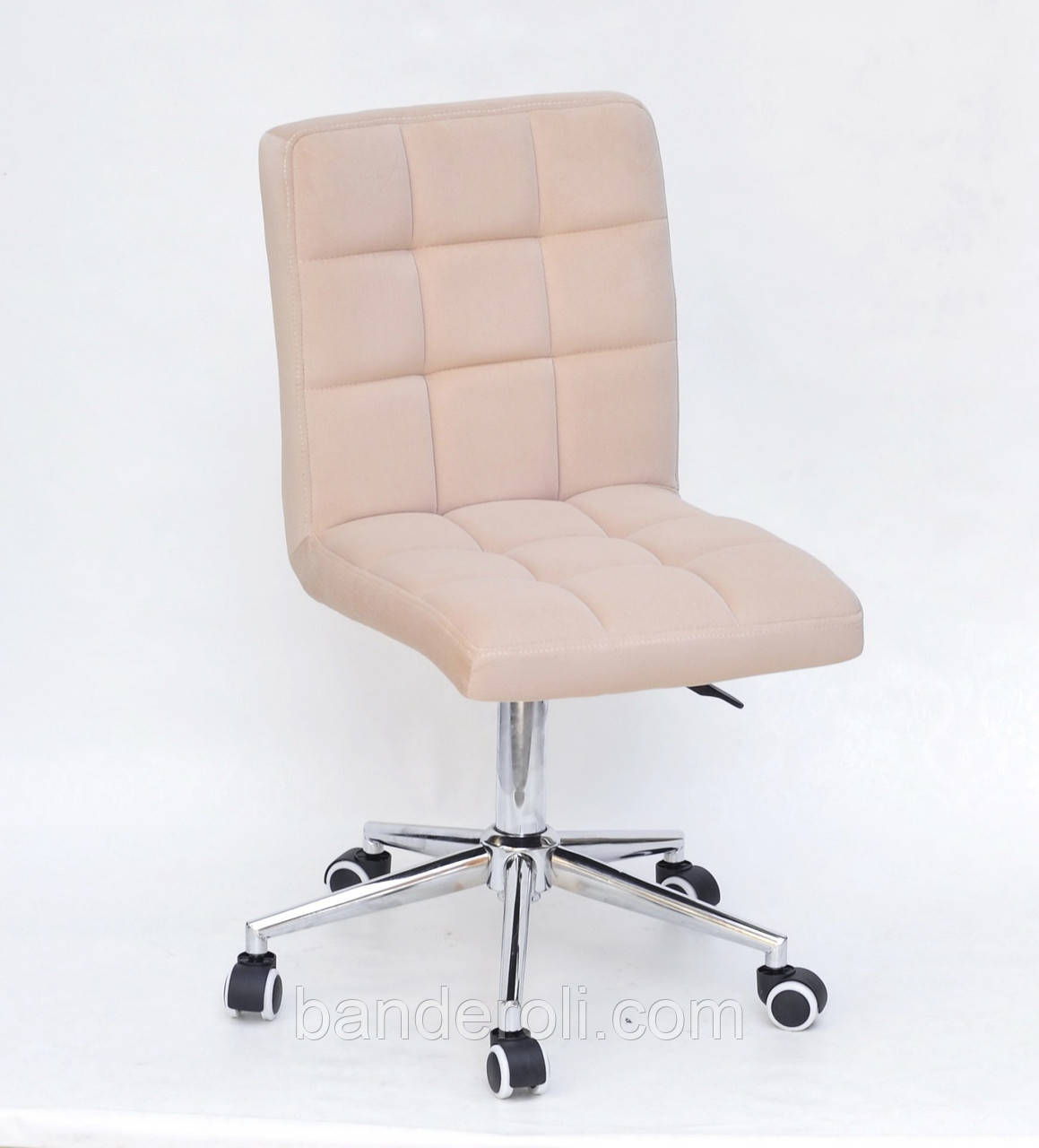 Крісло Augusto БЕЖЕВИЙ велюр B-10 Modern Office, хромованою хрестовиною з колесами, з регулюванням висоти, фото 1