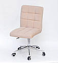 Крісло Augusto БЕЖЕВИЙ велюр B-10 Modern Office, хромованою хрестовиною з колесами, з регулюванням висоти, фото 4