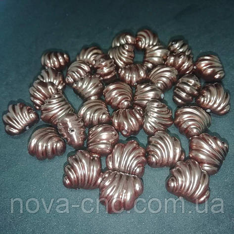 Намистини пластик "Ракушка" коричневий 14 х 13 мм 500 грам, фото 1