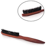 Щетка для начеса волос Salon Professional узкая 3-рядная деревянная с натуральной щетиной 17059СМ