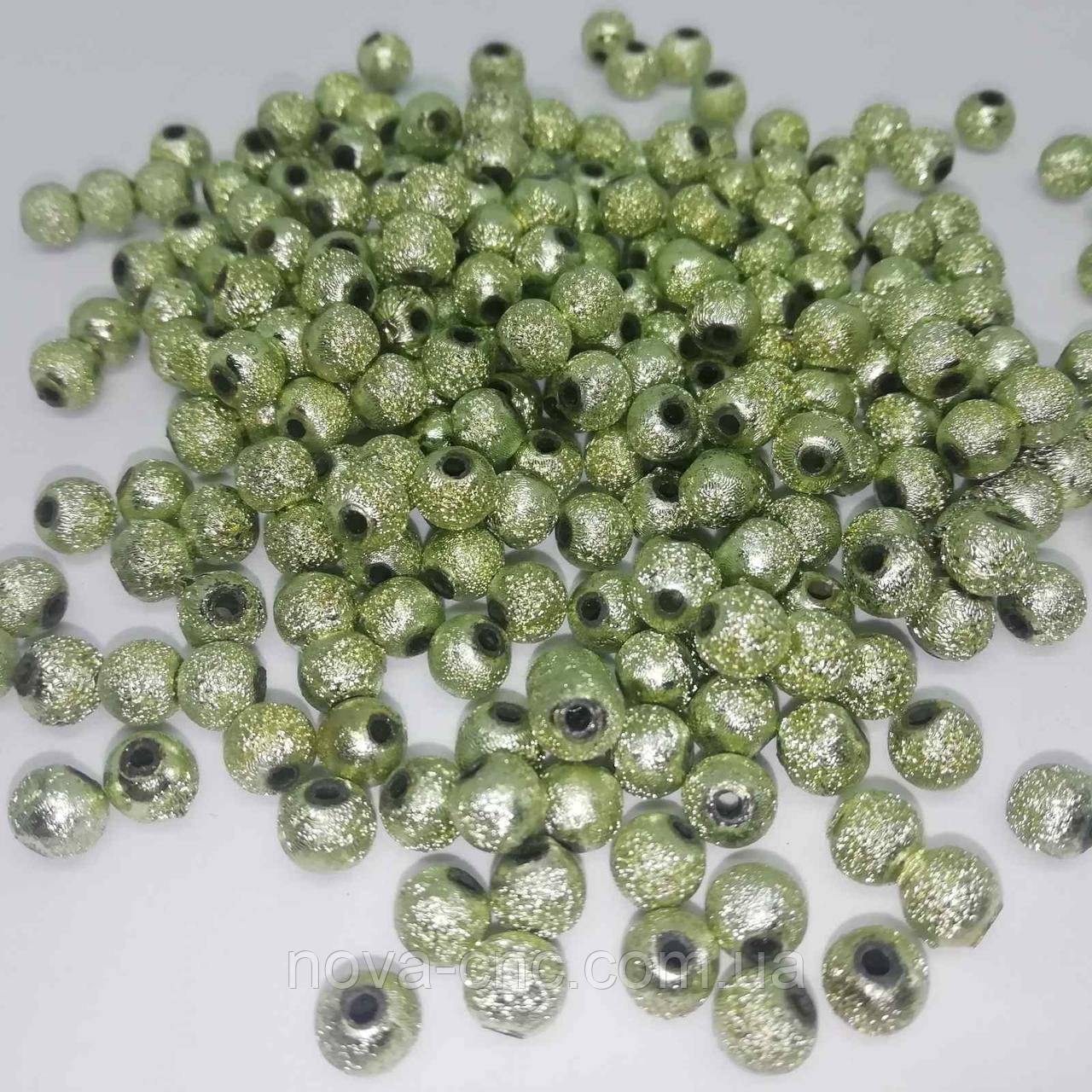 Бусини пластик фольговані "Шар" зелений 6 мм 500 грамів