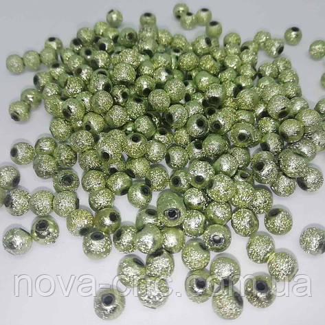 Бусини пластик фольговані "Шар" зелений 6 мм 500 грамів, фото 1