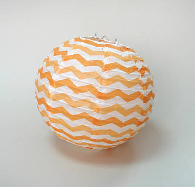 Куля підвісна декоративна «Плісе Класик Шеврон», діаметр 20 см. Колір апельсиновий