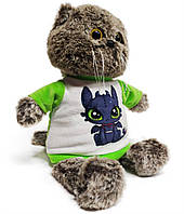 М'яка іграшка "Копиця" Кіт Басик 33 см у футболці з Беззубиком