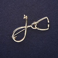 Брошка Стетоскоп колір золото 44х30мм золотистий метал купити біжутерію дешево оптом в інтернеті