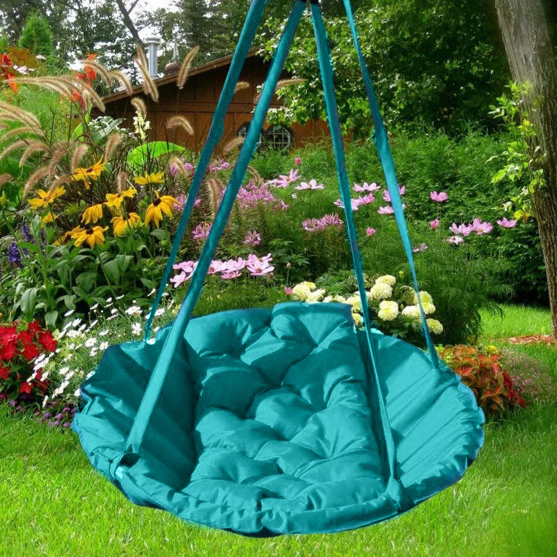Підвісне крісло гамак для будинку й саду 80 х 120 см до 100 кг бірюзового кольору
