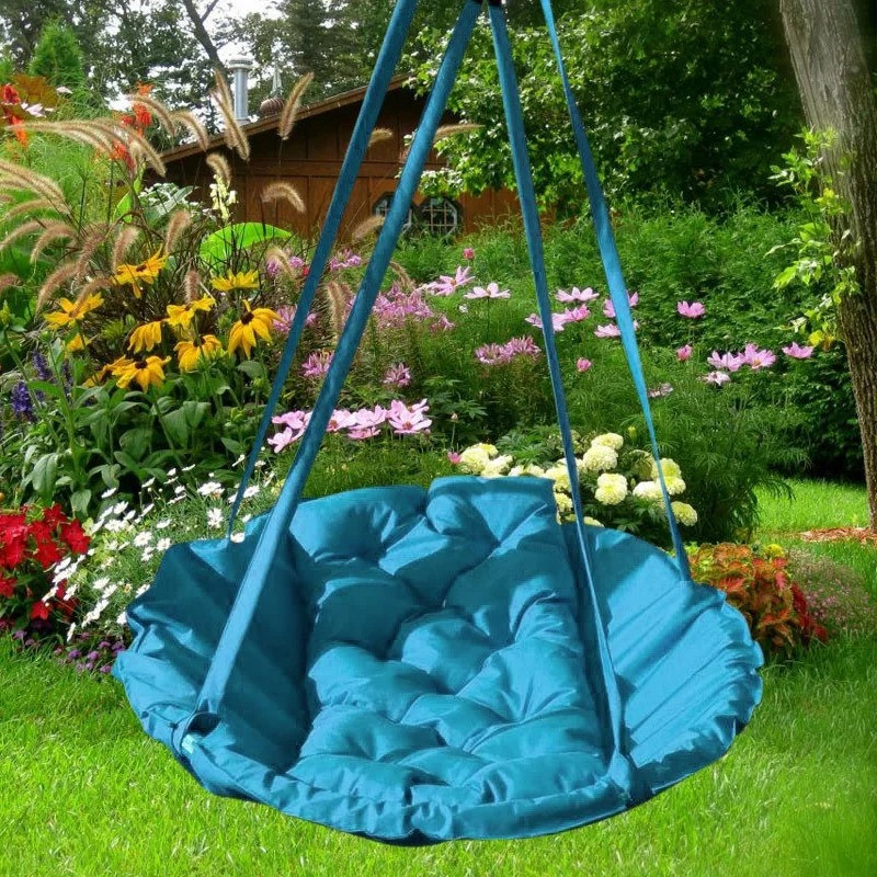 Підвісне крісло гамак для будинку й саду 80 х 120 см до 100 кг блакитного кольору