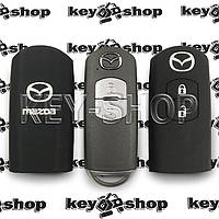 Чехол (черный, силиконовый) для смарт ключа Mazda (Мазда) 2 кнопки