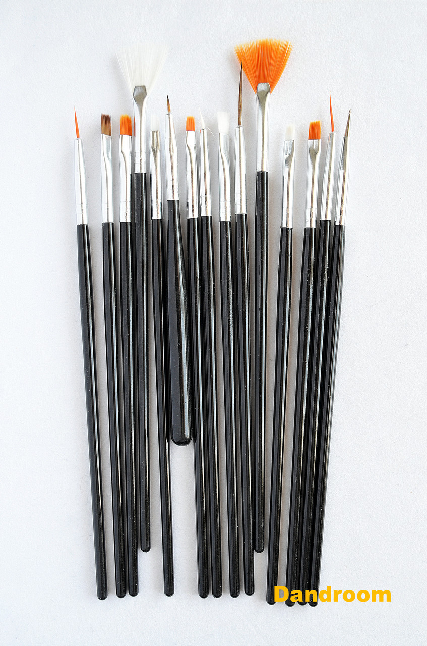 Набір пензлів для малювання, розпису та дизайну нігтів, 15 шт., фото 1
