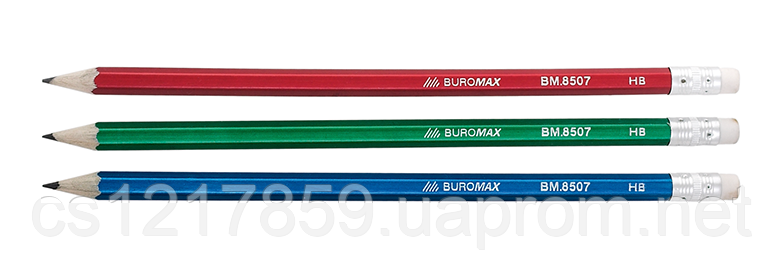 Олівець графітовий METALLIC HB з гумкою асорті BM.8507