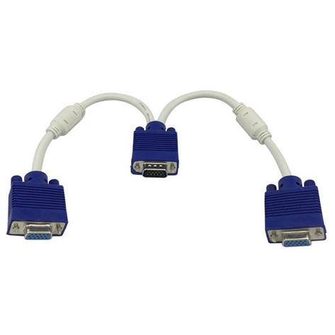 Комутатор VGA - 2 VGA, 3+6, розгалужувач, спліттер, з феритами, фото 1
