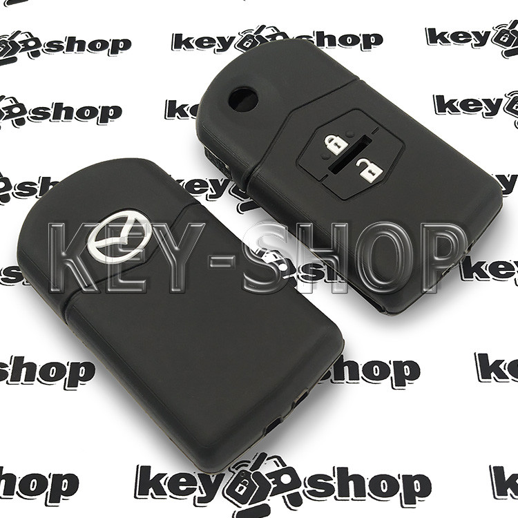 Чехол (черный, силиконовый) для выкидного ключа Mazda (Мазда) 2 кнопки - фото 2 - id-p277028306