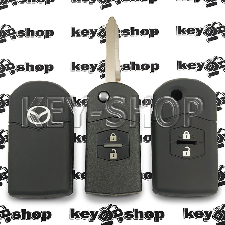Чехол (черный, силиконовый) для выкидного ключа Mazda (Мазда) 2 кнопки - фото 1 - id-p277028306