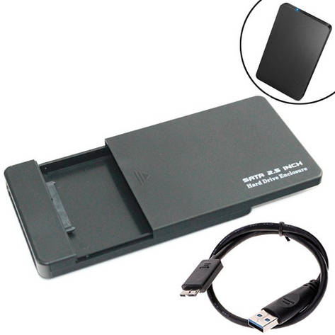 Кишеня корпус 2.5 жорсткого диску HDD/SSD, SATA, USB 3.0, з кришкою, фото 1