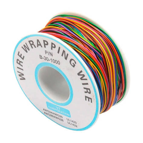 Дріт монтажний 30AWG 0.25мм 240м 8 кольорів для монтажу накруткою, фото 1