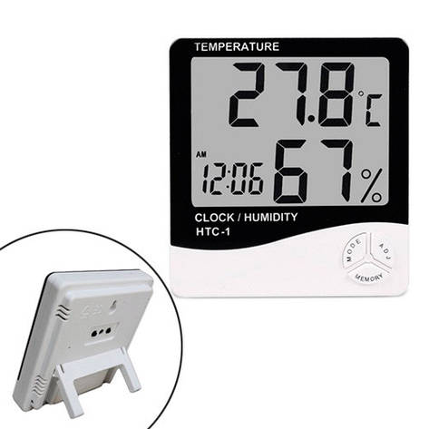 Термометр гігрометр цифровий -10~50C РК 3.8" термогігрометр HTC-1, фото 1