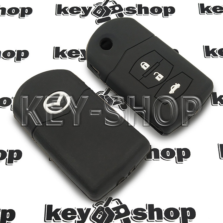 Чехол (силиконовый) для выкидного ключа Mazda (Мазда) (черный) 3 кнопки - фото 2 - id-p277038428