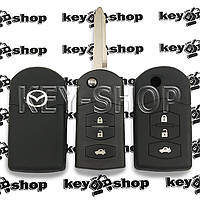 Чехол (силиконовый) для выкидного ключа Mazda (Мазда) (черный) 3 кнопки