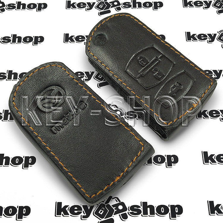 Чехол (кожаный) для выкидного ключа Mazda (Мазда) 3 кнопки - фото 2 - id-p470536829