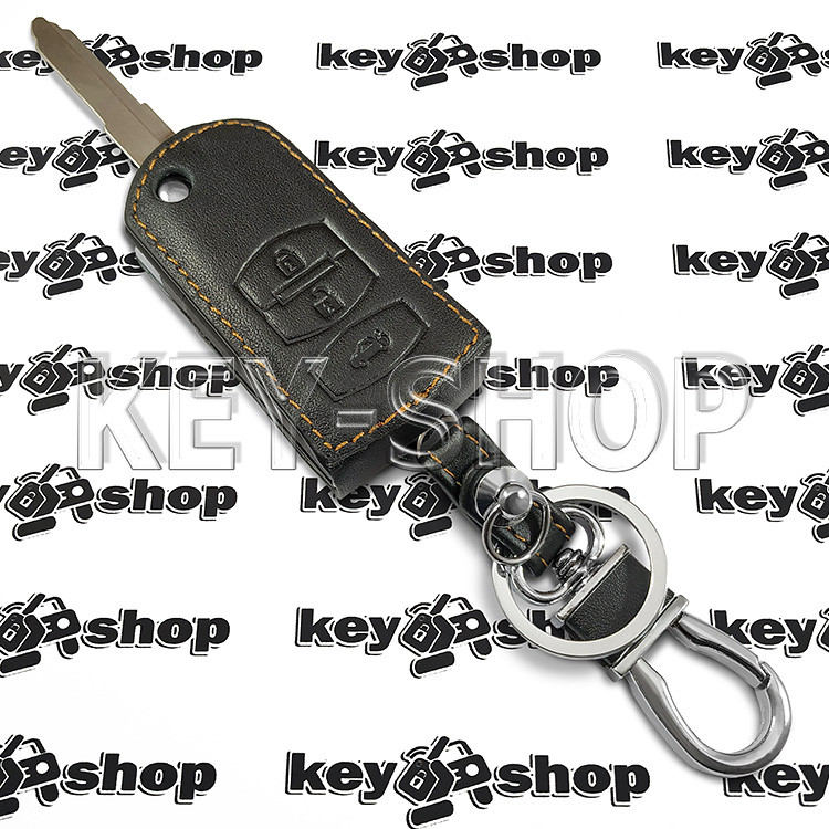 Чехол (кожаный) для выкидного ключа Mazda (Мазда) 3 кнопки - фото 3 - id-p470536829