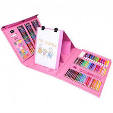 Дитячий художній набір для малювання з мольбертом Валізу творчості 208 предметів рожевий