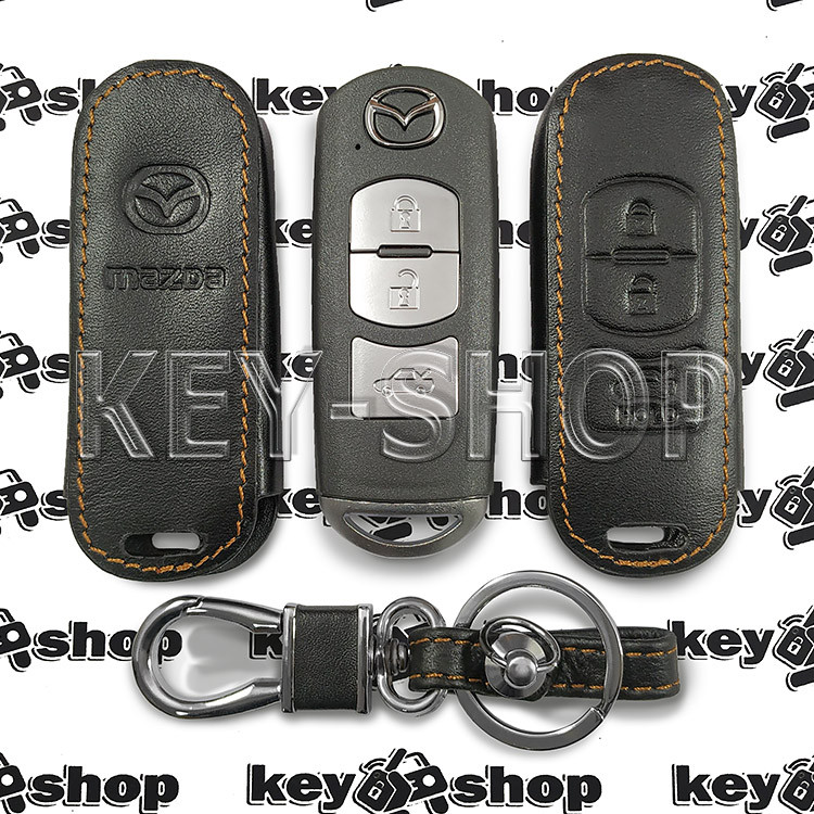 Чехол (кожаный) для смарт ключа Mazda (Мазда) 3 кнопки - фото 1 - id-p470520694