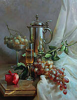 Картина маслом авторская "Натюрморт с виноградом"
