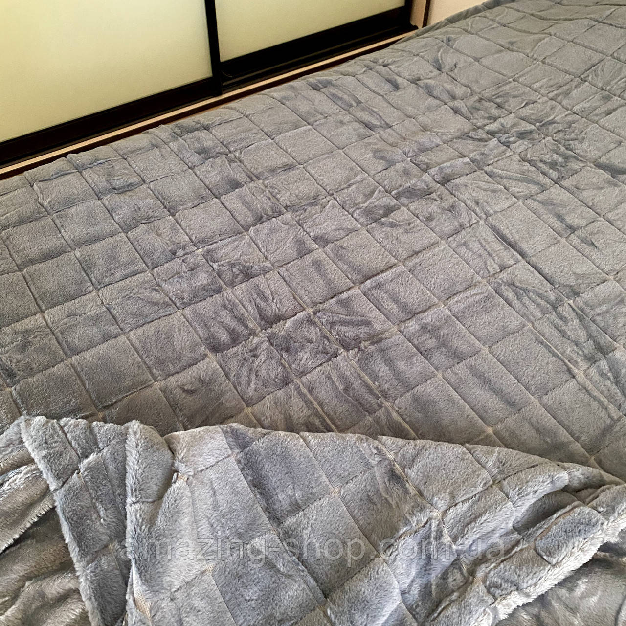 Покривало плед — "Шіншила" Розмір: 210*230 см. М'яке хутряне покривало, фото 1