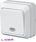 Вимикач одноклавішний ТМ LiDER LVO10-789 серія "Легенда" зі світловою індикацією